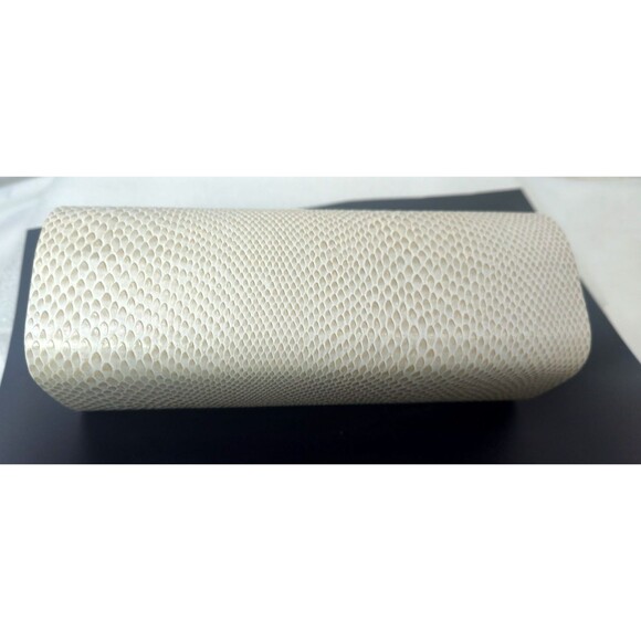 JIMMY CHOO Jumbo Textured Cream Eyeglasses Barrel Hard Case Magnetic EMPTY - Picture 6 of 7